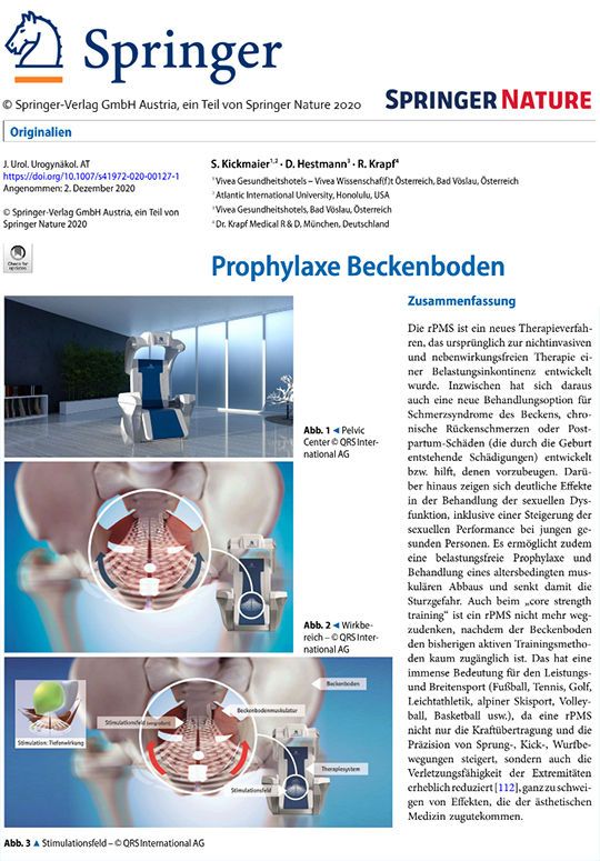 Aktueller Artikel des Springerverlages über das QRS Pelvicenter Beckenbodentherapie und Beckenbodenprophylaxe