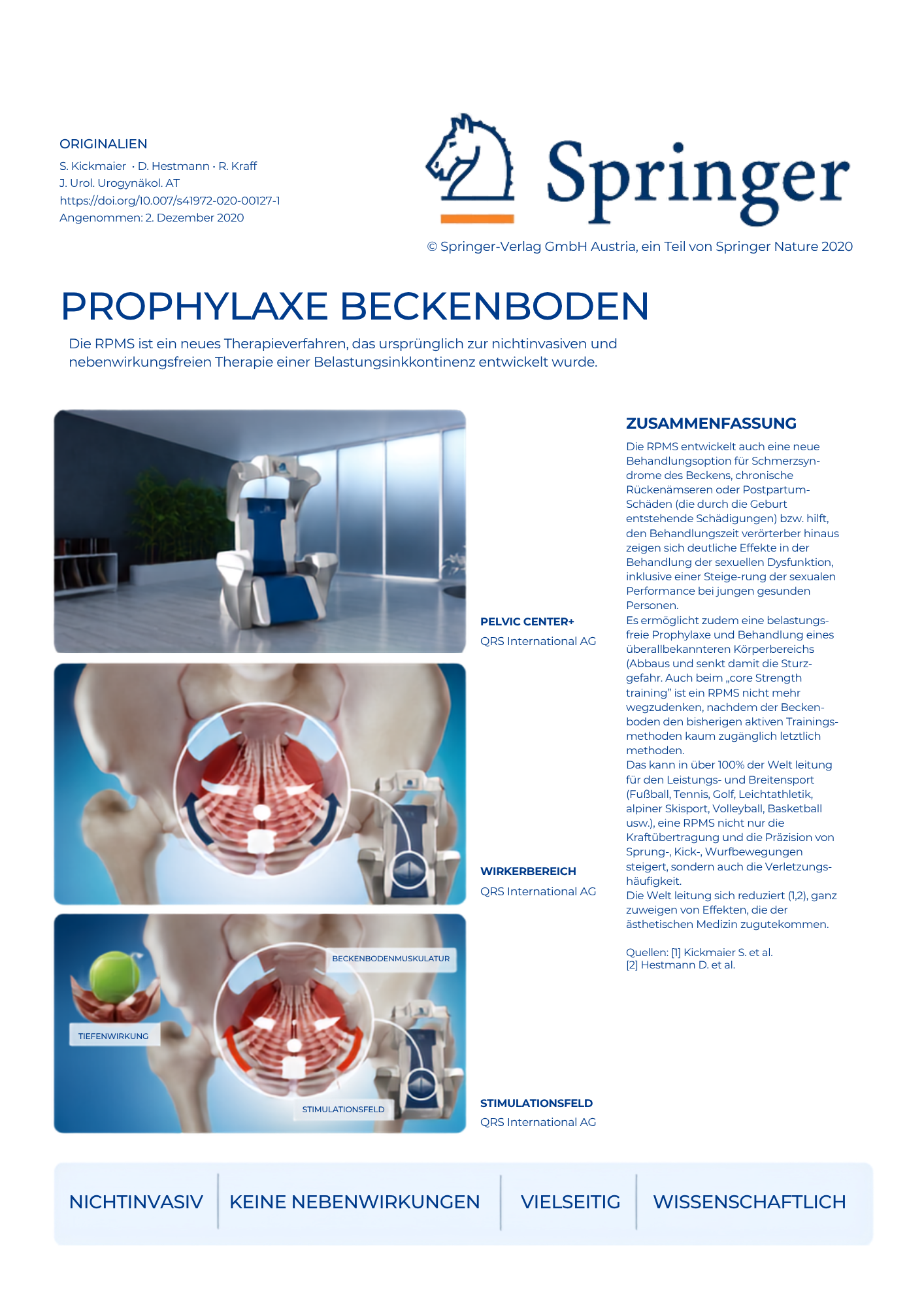 Aktueller Artikel des Springerverlages über das QRS Pelvicenter Beckenbodentherapie und Beckenbodenprophylaxe
